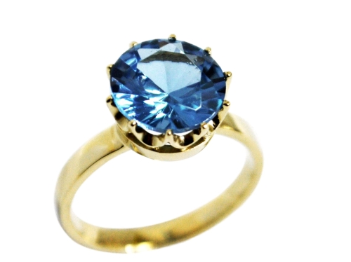 ZŁOTY PIERŚCIONEK AKWAMARYN 10 MM KPL18 333