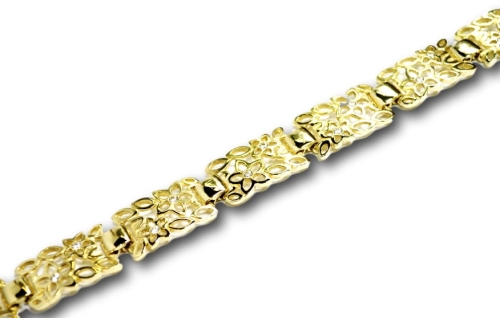 Złota bransoletka ażurowa KWIATKI  0,333 KPL54 19,5 - 20 cm