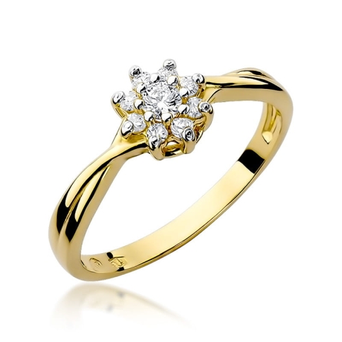 Złoty pierścionek W-72 brylant 0,22 ct