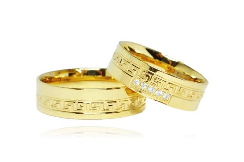 Złote obrączki ślubne O-180 Grecki Wzór