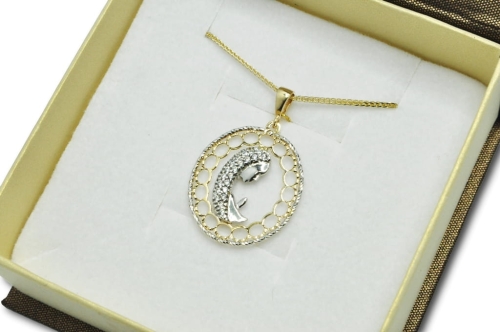 Złota zawieszka 0,585 Medalik z cyrkoniami