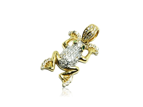 Złota zawieszka 0,585  Żabka z cyrkoniami