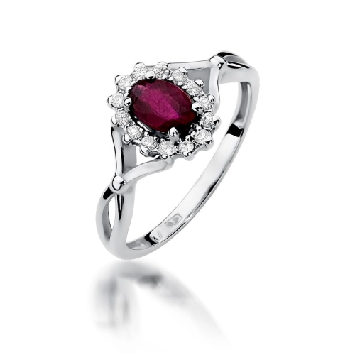 Złoty pierścionek W-182 Rubin 0,60 ct i brylanty