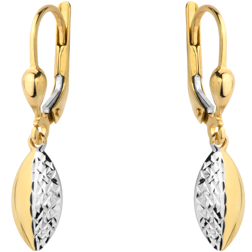 Kolczyki wiszące owal w dwa kolory złota