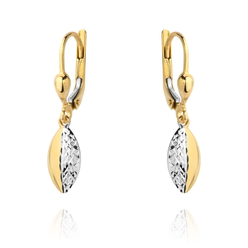 Kolczyki wiszące owal w dwa kolory złota