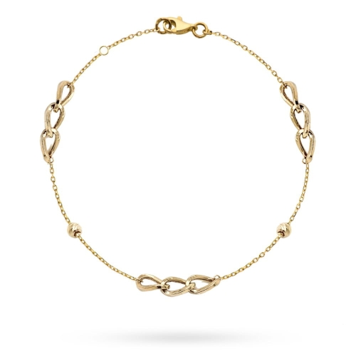 Bransoletka złote trzy elementy łańcucha na łańcuszku