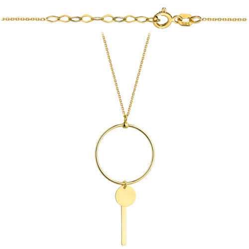 Naszyjnik złote koło, kółko i kreska