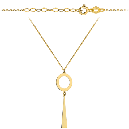 Naszyjnik złote koło typu ring z zawieszką w kształcie trójkąta
