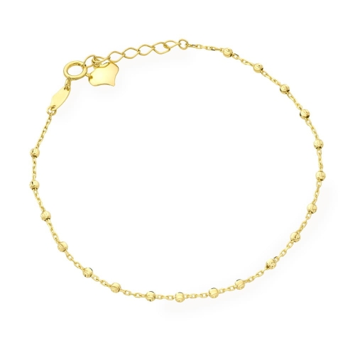 Bransoletka złota z diamentowanymi kuleczkami i serce