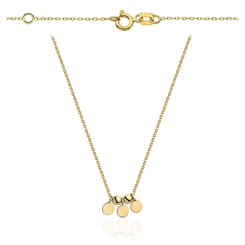 Naszyjnik złote ruchome kulki i pełne kółka