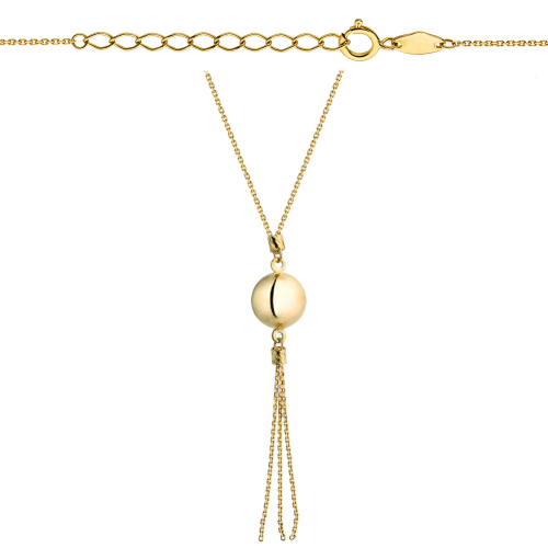 Celebrytka naszyjnik złota kulka z wiszącymi łańcuszkami