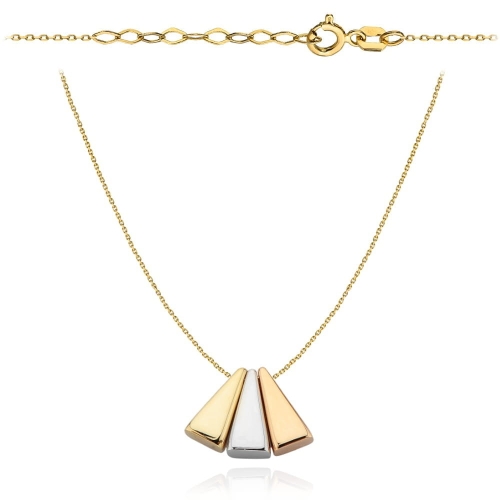 Naszyjnik ruchome trójkąty w trzech kolorach złota