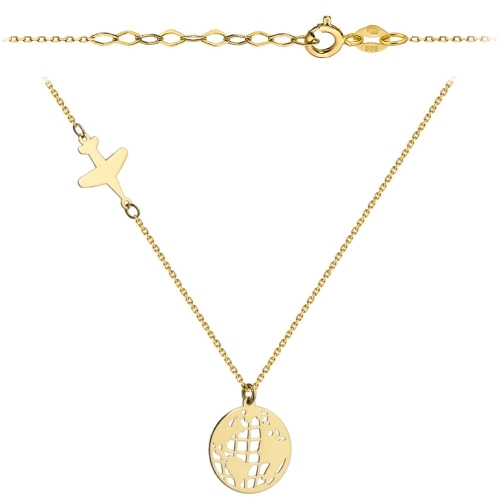 Naszyjnik złoty samolot i kula ziemska