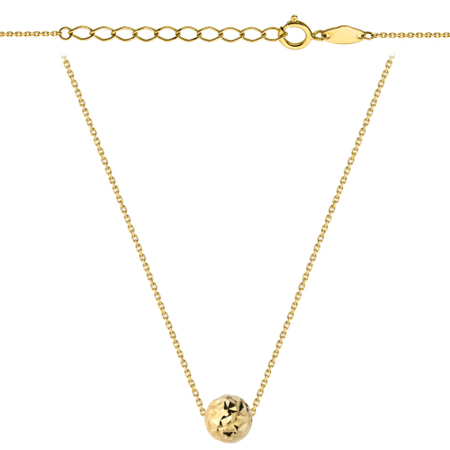 Naszyjnik z diamentowaną złotą kuleczką super lekki 47+3cm