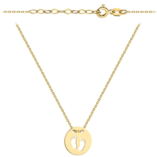 Naszyjnik złoty stópki w pełnym kółeczku
