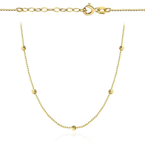 Naszyjnik złoty kulkowy z diamentowanymi kuleczkami