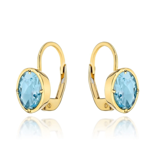 Kolczyki złote z kolekcji "COLORFUL STONE" - topaz owal