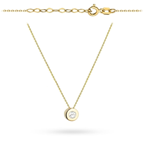 Naszyjnik złoty z cyrkonią w złotej oprawie