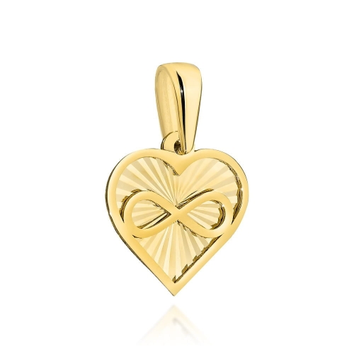Zawieszka złota diamentowane serce ze znakiem nieskończoności