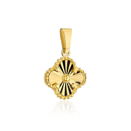 Zawieszka złota diamentowana koniczynka 6 mm pr. 585