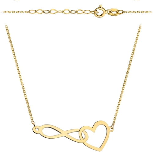 Naszyjnik złoty splecione serce i nieskończoność super lekki pr. 585