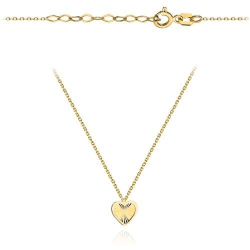 Naszyjnik złoty diamentowane serce w oprawie super lekki pr. 585