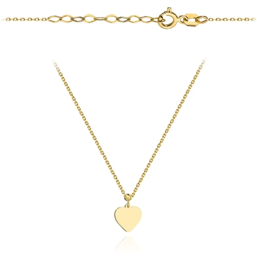 Naszyjnik złoty gładkie serce z diamentowaną kulką super lekki pr. 585