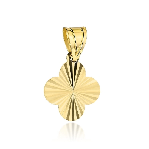 Zawieszka złota koniczynka zdobiona diamentowaniem