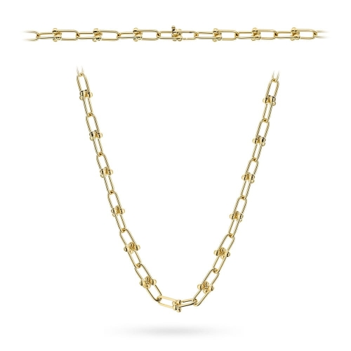 Naszyjnik złoty splecione ogniwa i gładkie kulki