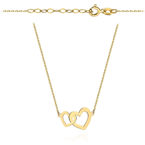 Naszyjnik złoty dwa serca super lekki pr. 585