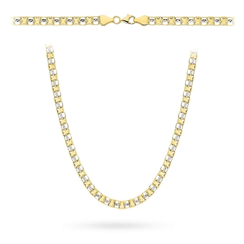 Naszyjnik złoty z kolekcji "PIATTO" w dwóch kolorach złota zdobiony diamentowaniem