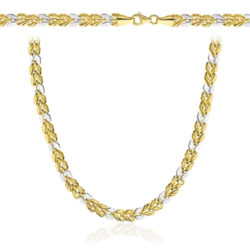 Naszyjnik złoty pleciony w dwóch kolorach złota 50cm