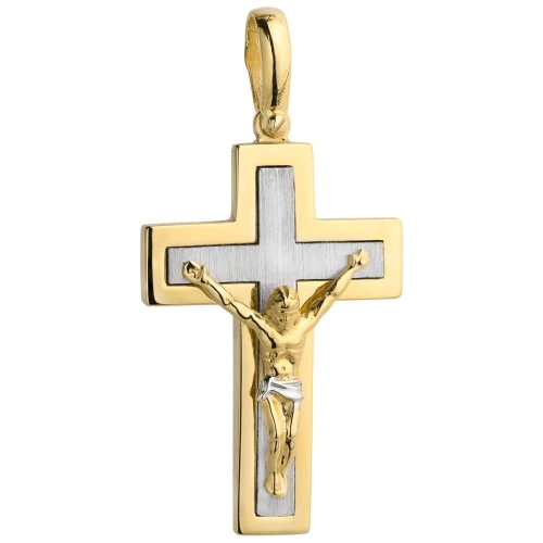 Krzyż z wizerunkiem Jezusa duży dwa kolory złota