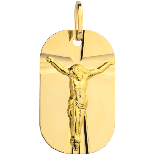 Medalik złoty z Jezusem na krzyżu