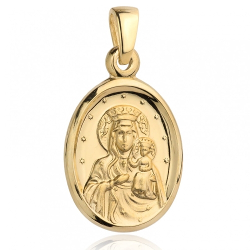 Medalik Matka Boska Częstochowska w gładkim owalu