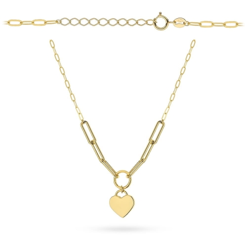 Naszyjnik złoty z ogniwami i wiszącym sercem
