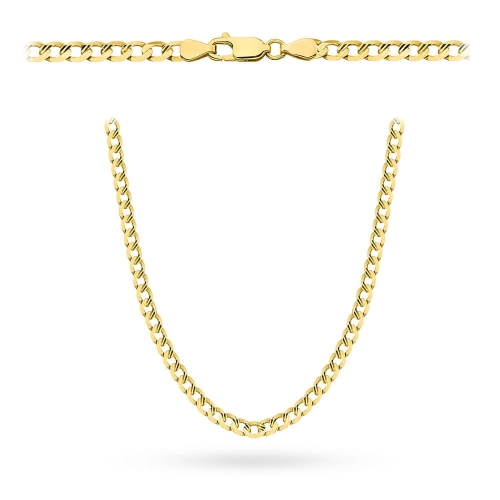 Łańcuszek złoty pr. 585 - splot pancerka diamentowana / nacinana 50cm