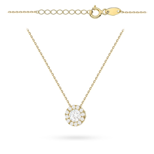 Naszyjnik złoty kółko wysadzane cyrkoniami z ażurowym tyłem