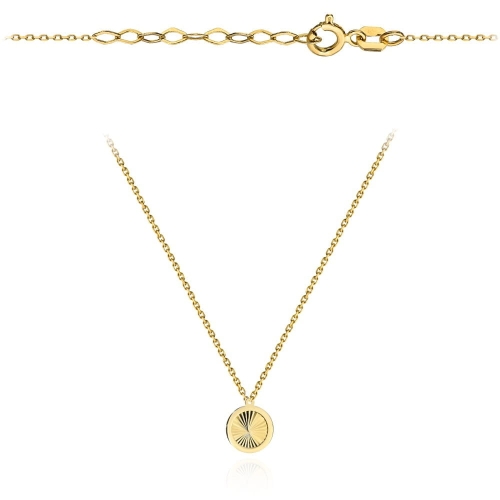 Naszyjnik złoty diamentowane kółeczko w gładkiej oprawie super lekki