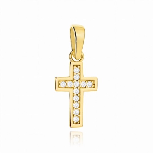 Krzyżyk złoty mały wysadzany cyrkoniami
