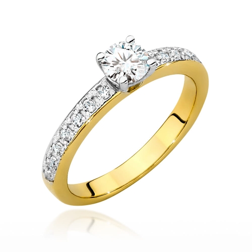 Pierścionek W534 Diament Laboratoryjny 0,40ct żółte złoto