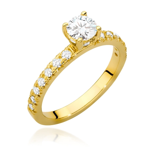 Pierścionek W546 Diament Laboratoryjny 0,50ct żółte złoto
