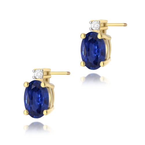 Kolczyki K0001 Szafir 2 x 0,70ct  sztyft zakręcany