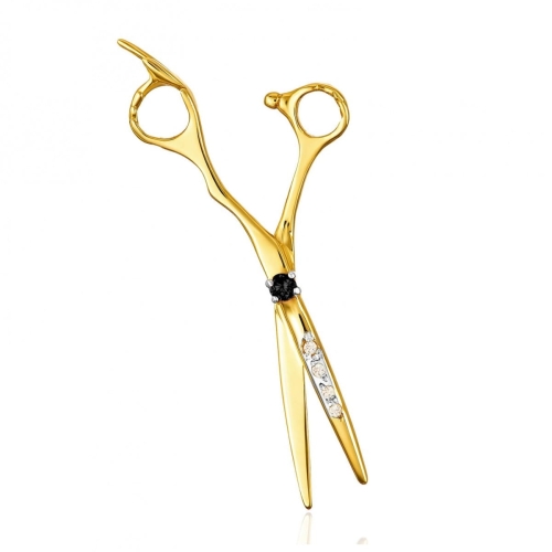 Zawieszka nożyczki zdobione cyrkoniami i czarny kamień