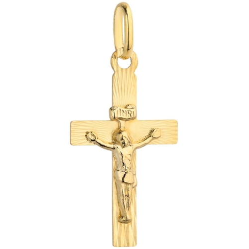 Złoty krzyżyk diamentowany z wizerunkiem Jezusa ukrzyżowanego pr. 585