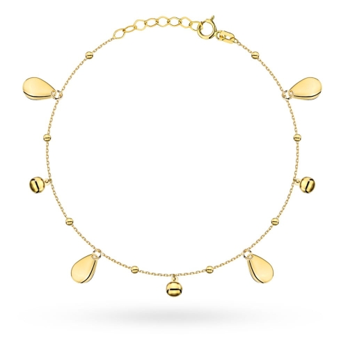 Bransoletka złota z gładkimi kulkami i wiszącymi łezkami