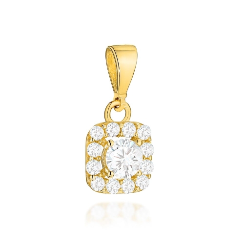 Zawieszka złota kwadratowa z cyrkoniami