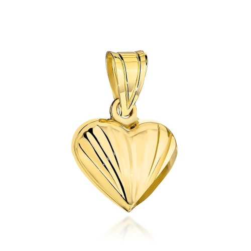 Zawieszka złota serce zdobione żłobieniem