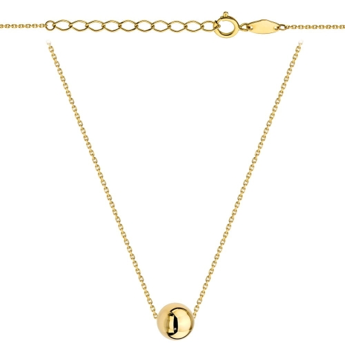 Naszyjnik z jedną złotą kuleczką super lekki 47+3cm