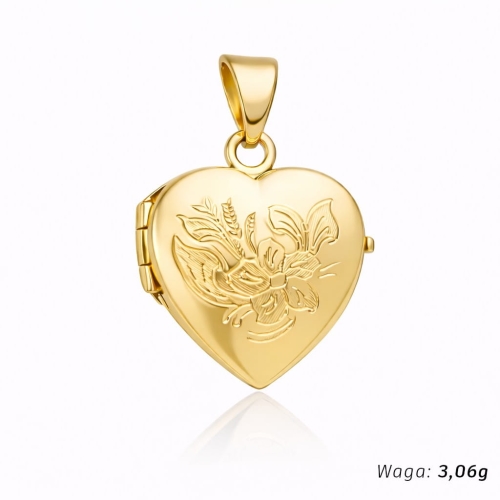 Zawieszka puzderko serce grawerowany kwiatek - różne wzory